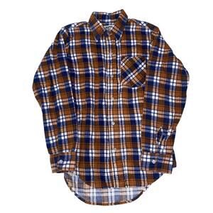 VTG Montgomery Ward Flannel Long Sleeve Shirt Plaid Boys Size 18 Teen 70s